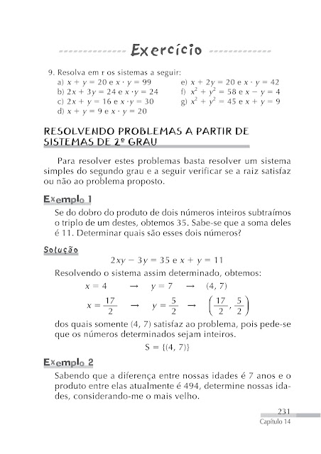 Sistema de Equações do 2º Grau