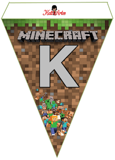 Abecedario Banderines de Minecraft para Imprimir Gratis. Alphabet Minecraft Pennants to Print Free.