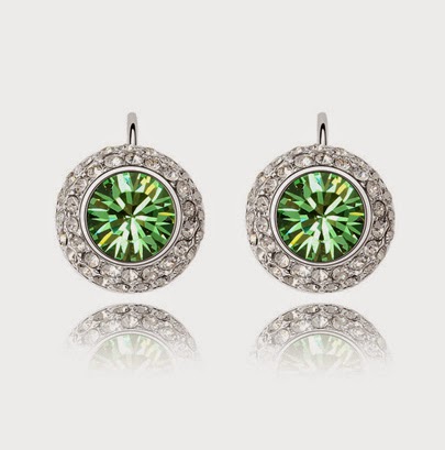 green gem diamond earrings women