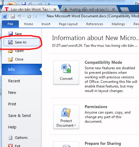Lưu Văn Bản Word Tạo Thư Mục Lưu Văn Bản Word Lưu File Word
