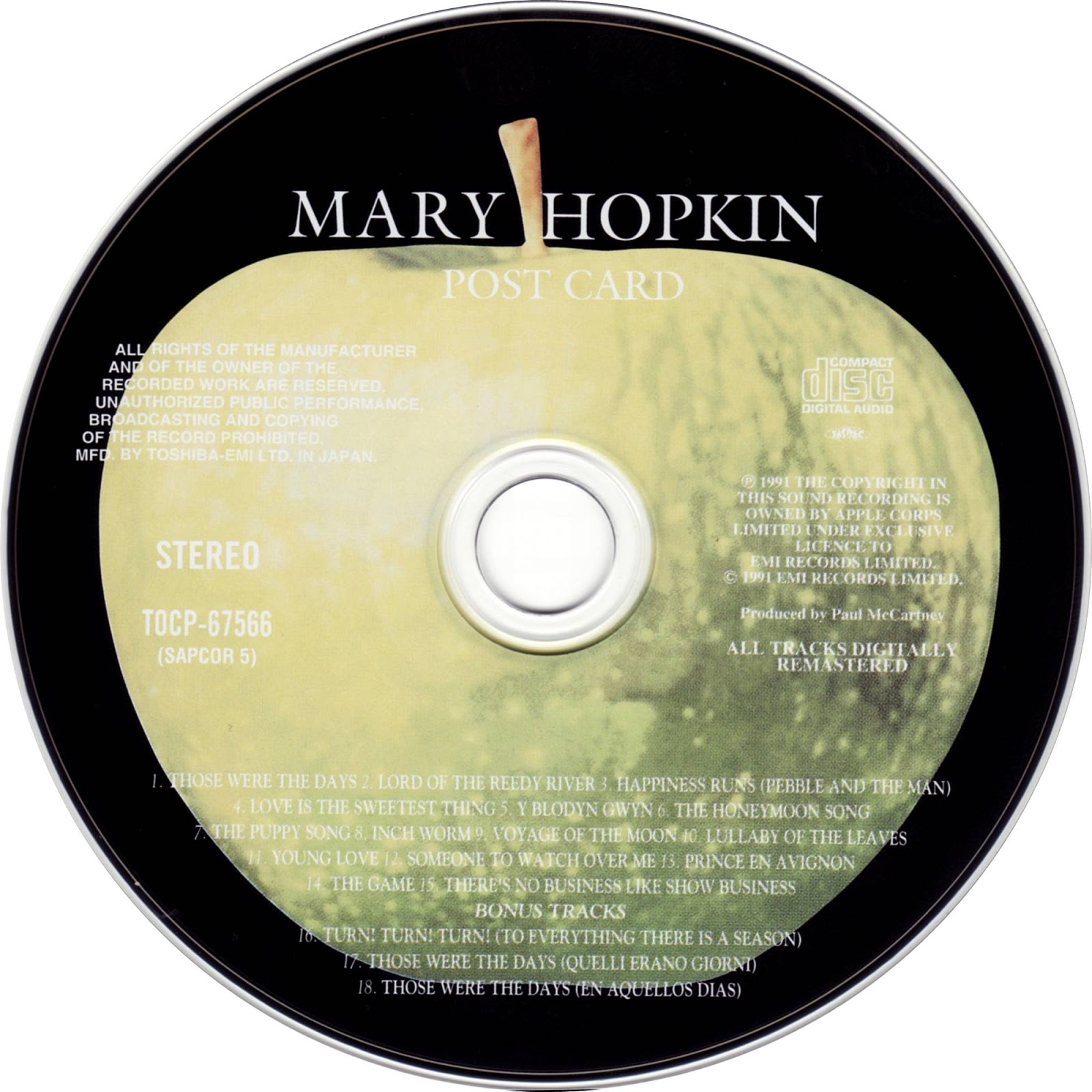 1969 Post Card Mary Hopkin Rockronología