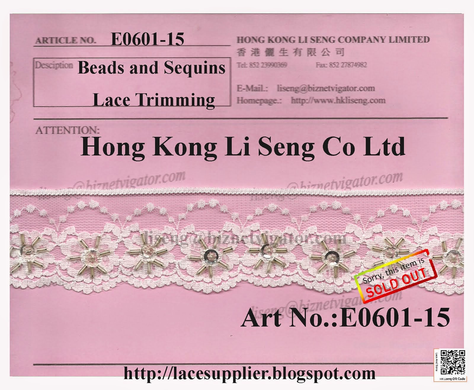 Beads and Sequins Lace Trimming Factory - Hong Kong Li Seng Co Ltd