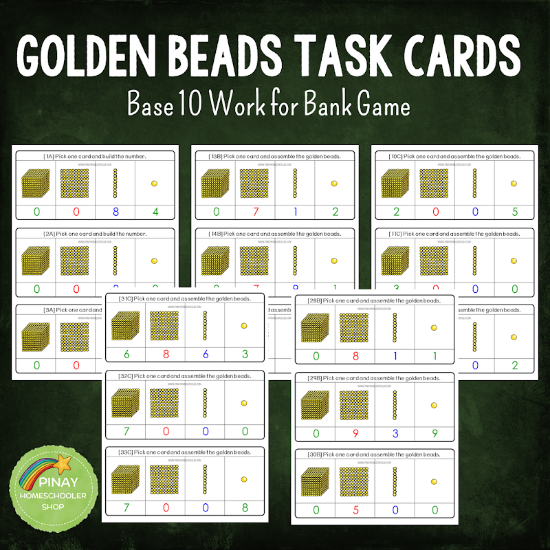 Montessori Golden Beads Base 10 Task Cards