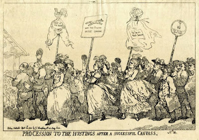 Procession to the hustings after a successful canvass  by Thomas Rowlandson, published by William Humphrey (1784)  © British Museum