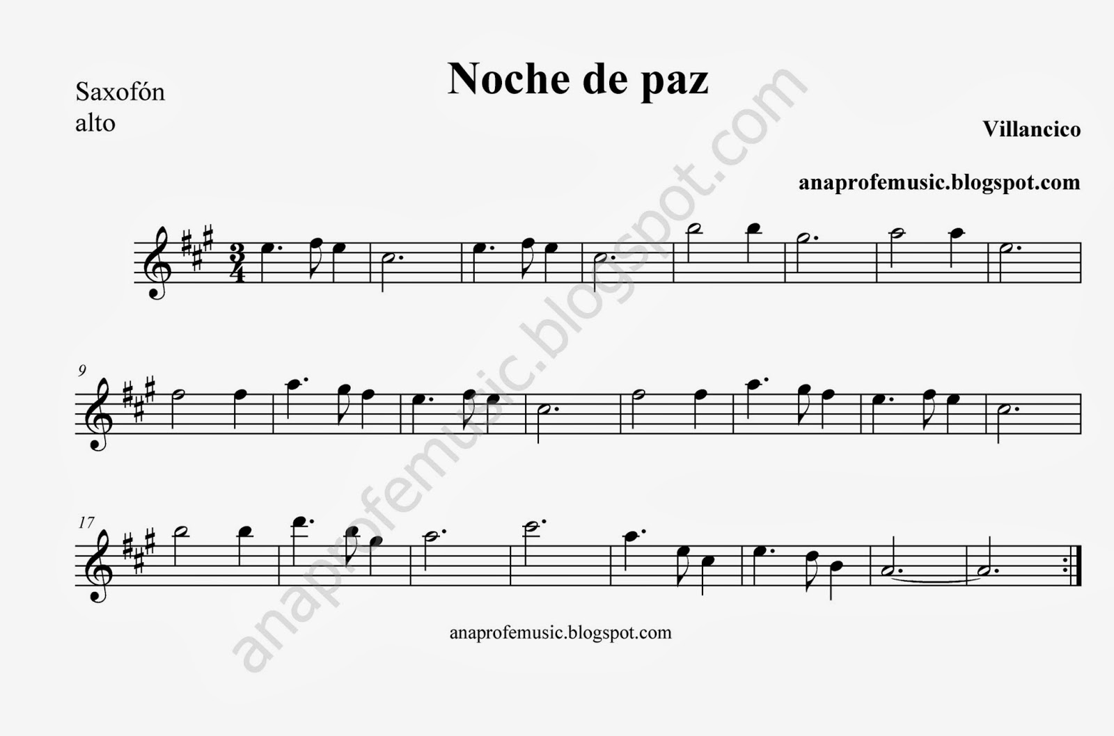 Anaprofemusic Partitura Villancico Noche De Paz Silent Night