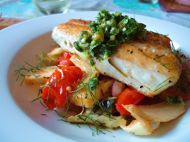 Voracious: Pan Seared Black Cod with Salsa Verde and Roasted Fennel and ...