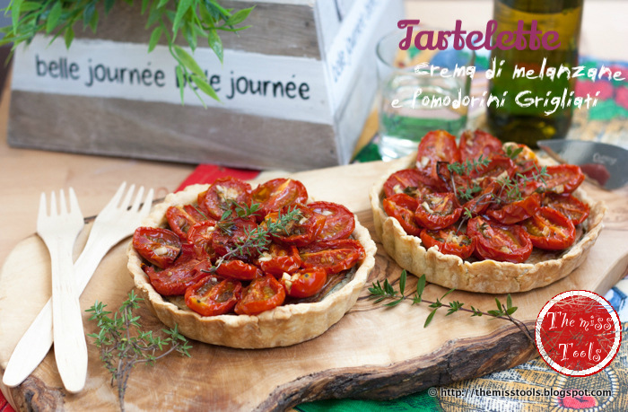 quiche dell'orto, con crema di melanzane e pomodorini grigliati al forno  - oven rosted cherry-tomato tart with eggplant mousse