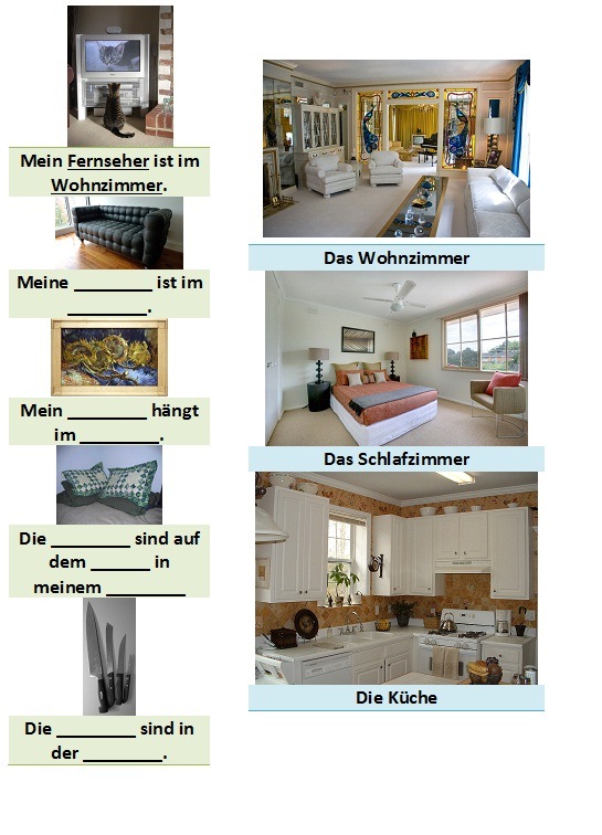Study German Online Rooms and Furniture in a House