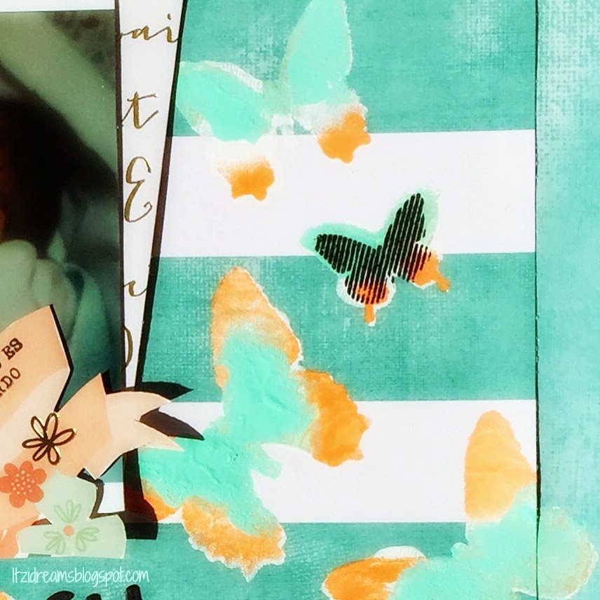 stencil, scrap, scrapbook, lay out, heidi swapp, acrilic, watercolor,