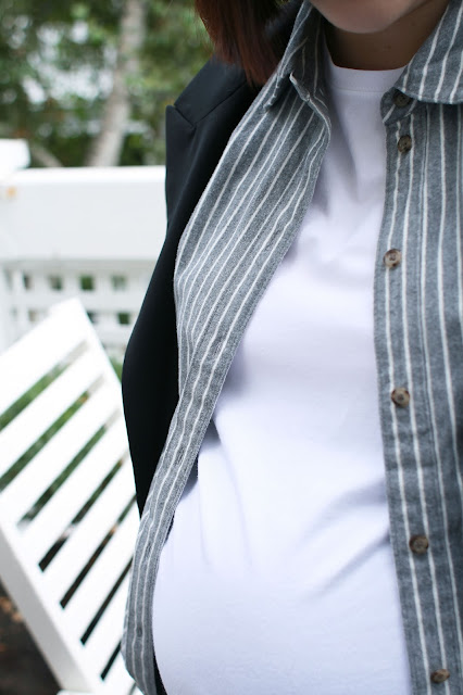 Madewell shirt, Topshop tee, Layering, OOTD, Pregnancy style, Maternity, Pregnancy blog