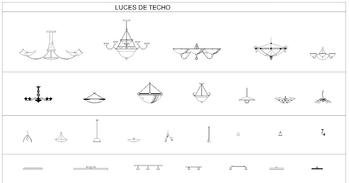 Cad & Revit Descarga Bloques de Iluminación Interior Plafones AutoCad.