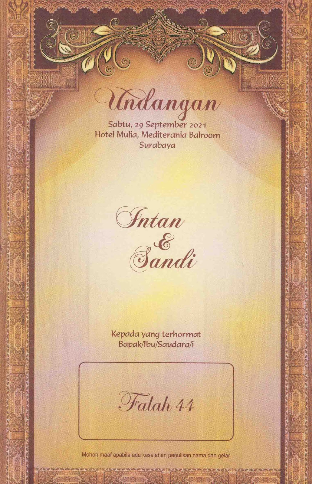 Contoh undangan pernikahan muslim