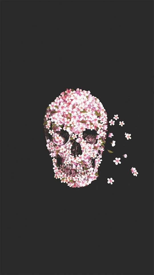 Flower Power Skull Pink Petals  Android Best Wallpaper