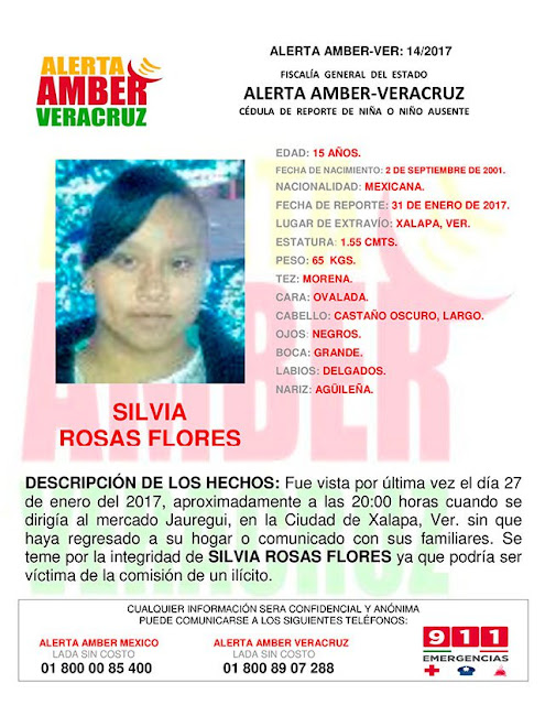 Activan Alerta Amber para Silvia Rosas Flores en Xalapa Veracruz
