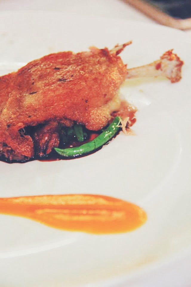 Duck Confit with Carrot Puree, Confit of Carrot, Sweet Potato, and Beet with Capers. Duck Confit with Carrot Puree, Confit of Carrot, Sweet Potato, and Beet with Capers.