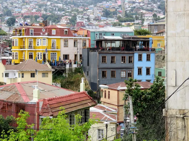 Valparaíso Day Trip from Santiago: colorful yellow building in the distance