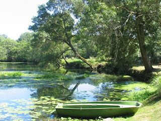 boat on the lake at Chateau de l'Islette in the Loire Valley 