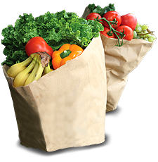 Grocery Bags full of Fruit and Vegetables