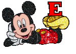 Alfabeto tintineante de Mickey Mouse recostado E. 