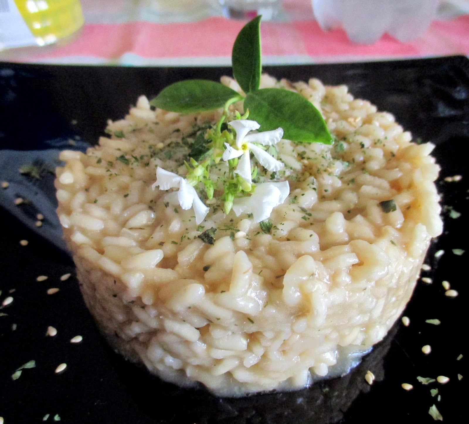 FANTASIE IN FORNO RISOTTO WITH JASMINE TEA, RHUBARB COMPOTE AND