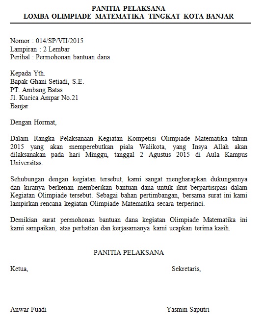 Contoh Surat Permohonan Bantuan Dana Rt Kumpulan Contoh Surat