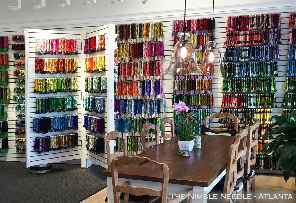 Needlepoint Study Hall Robin teaches at The Nimble NeedleAtlanta Oct 2017