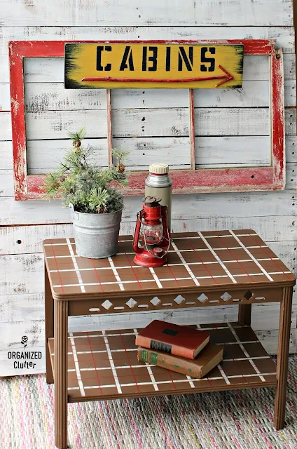 Vintage Table Upcycle with Chalk Paint & Plaid Shirt Stencil #plaidshirt #oldsignstencils