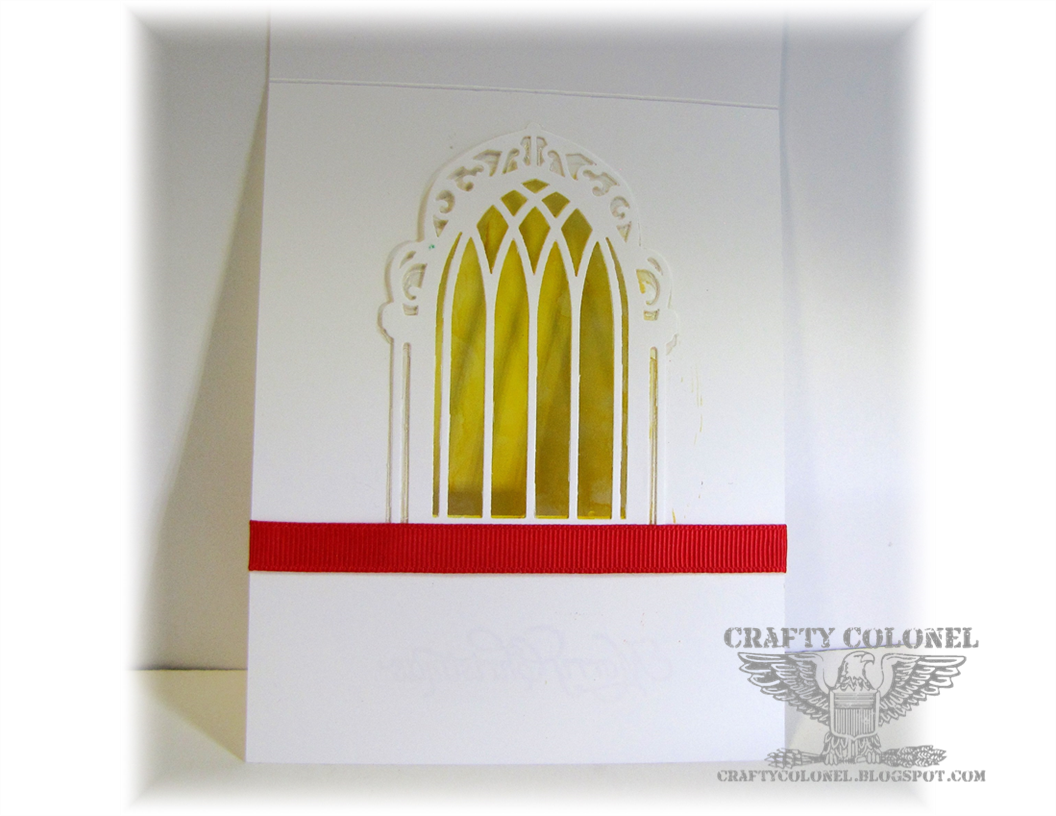 Crafty Colonel for CASE-ing Christmas Challenge Blog, Inside of card, Spellbinders, Really Reasonable Ribbon