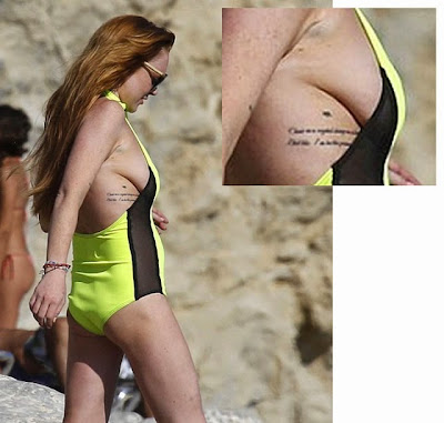 Lindsay Lohan saggy sideboob side boob