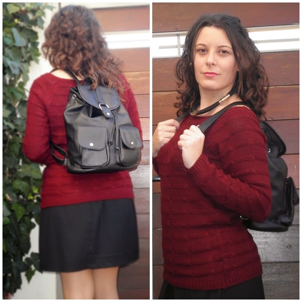 backpack, mochila, blogger, castellón, looks, spain, fashion blogger, mi vestido azul, negro, burgundy