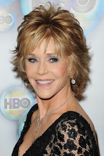 Jane Fonda short blonde layered hairstyle at HBO's post 2012 Golden Awards Party