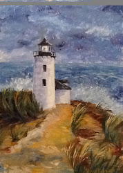 lighthouse acrylic paintings beach 5x7 moon rose welcome painting acrylics houses scene folk november panel lighthouses watercolor gmail drawing scenes