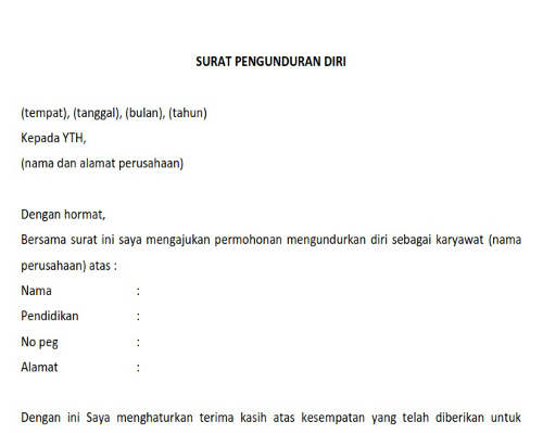 Surat Pengunduran Diri Model 3