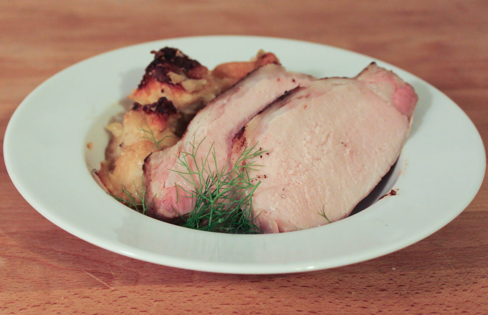 Emily's Culinary Adventures Sous Vide Pork Roast with Savory Fennel Bread Pudding