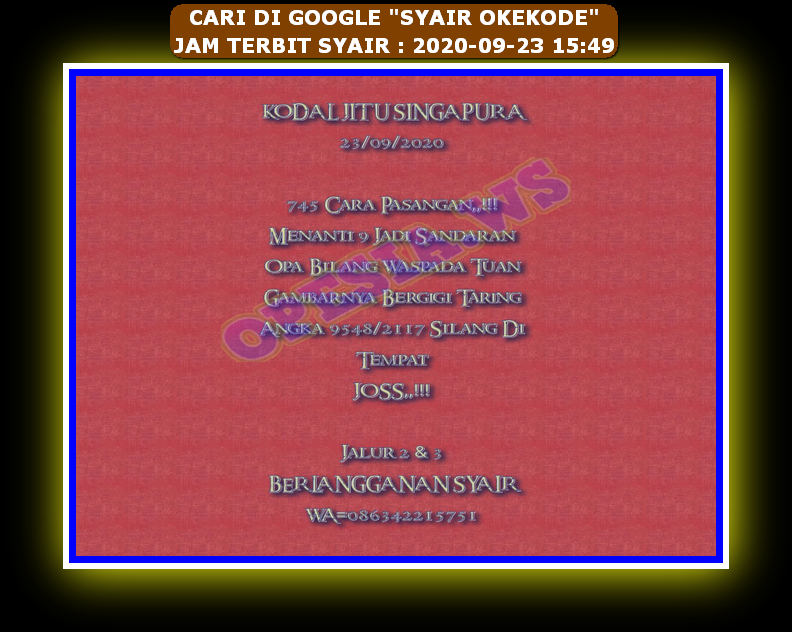 1 New Message Kode Syair Singapore 23 September 2020 Forum Syair Togel Hongkong Singapura Sydney