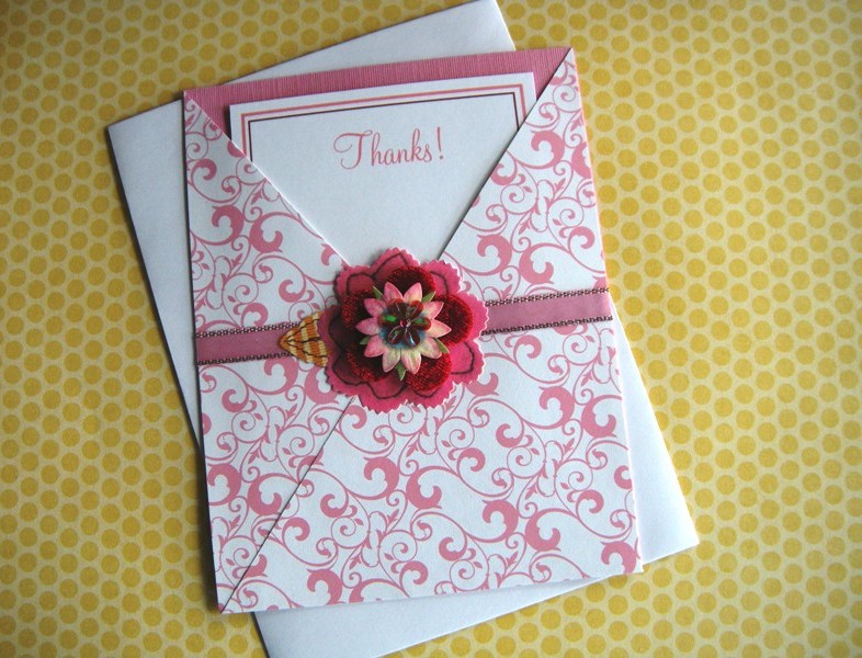 Thank You Floral Pocket Greeting Card Idea