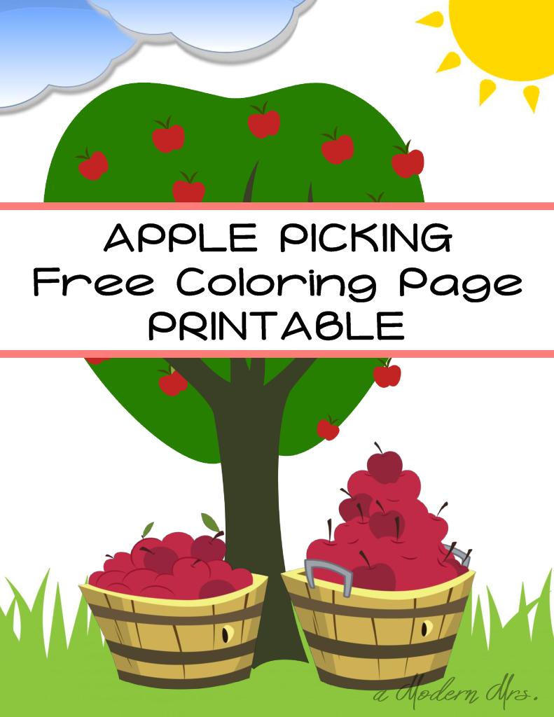 Printable Apple Picking Coloring Page Modern Free Pages