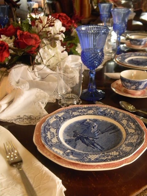 Featured in Romantic Homes Magazine & a Blue Transferware Turkey Platter
