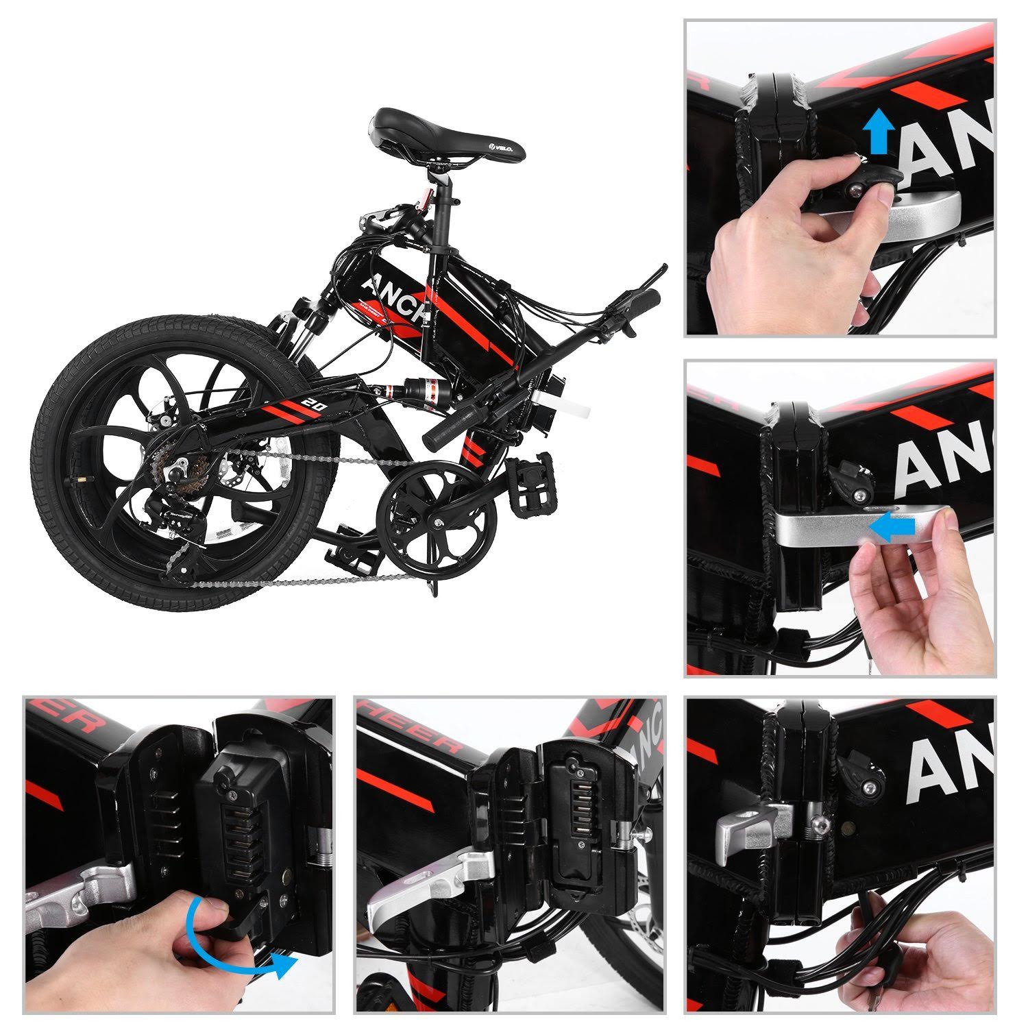 Exercise Bike Zone ANCHEER 20 Inch Folding Electric Bike Waterproof E