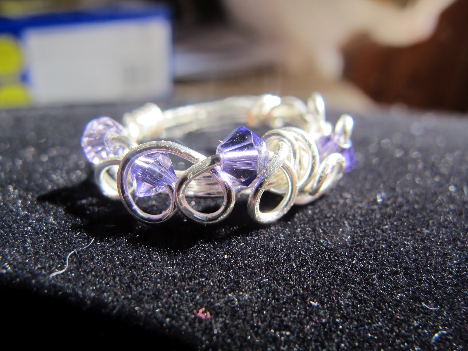 Naomi's Designs: Handmade Wire Jewelry: Silver wire wrapped rings with  Swarovski crystals