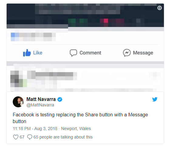 As the leak suggests, the button will directly make you share posts to Messengers chat and groups.