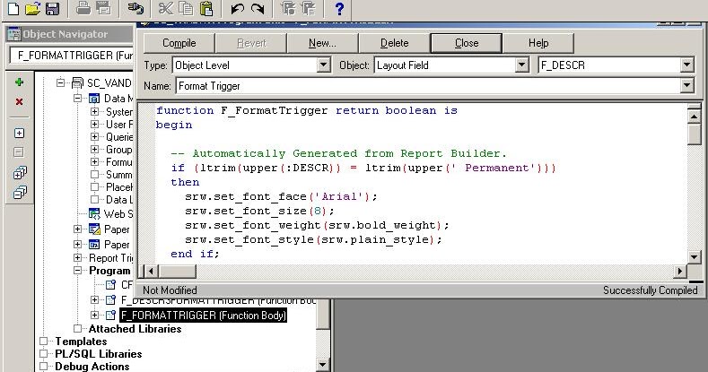 Use of Format Trigger in Oracle Report Builder