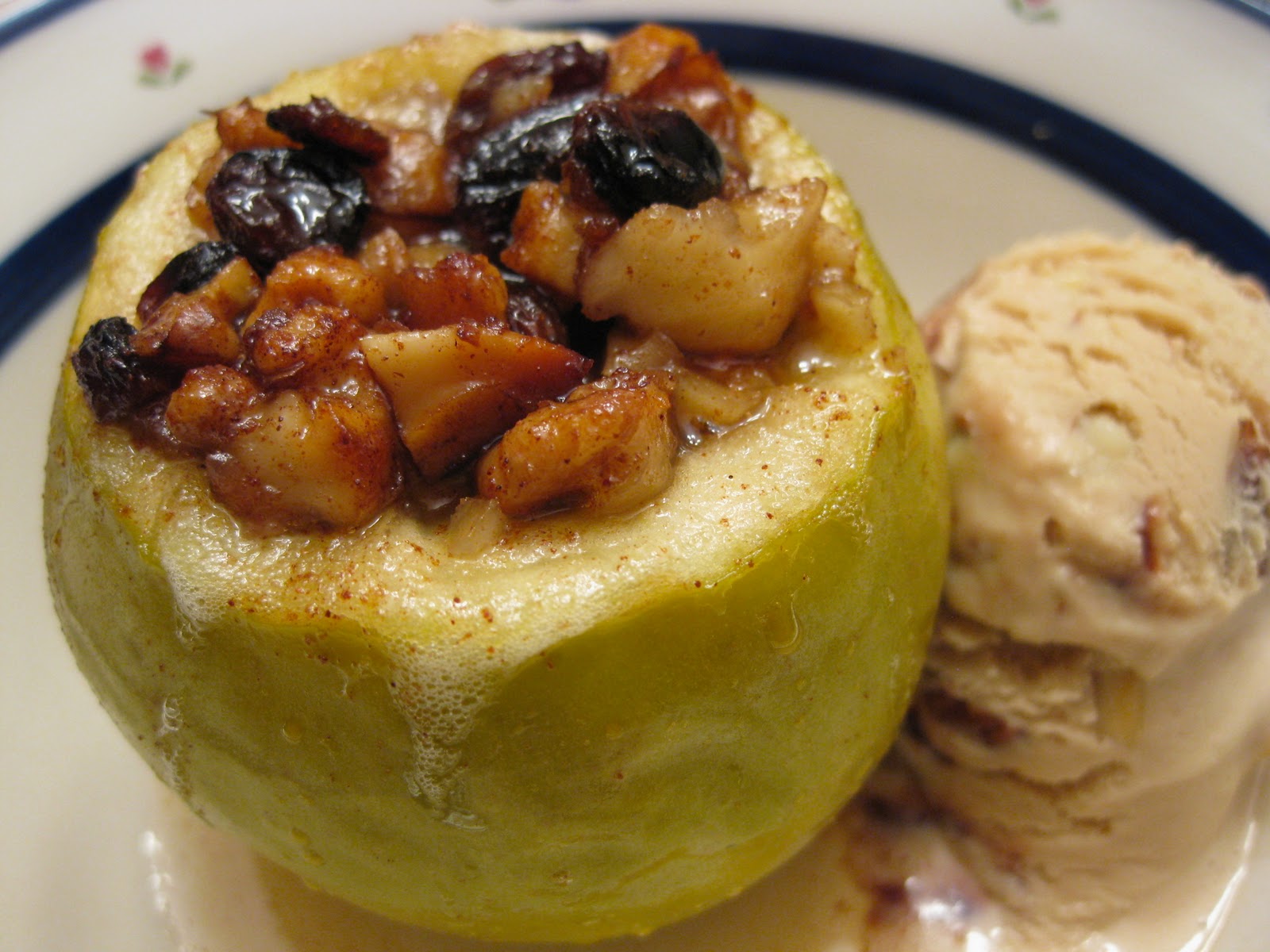 Delightfully Vegan Baked Granny Smith Apple with Walnuts, Raisins and