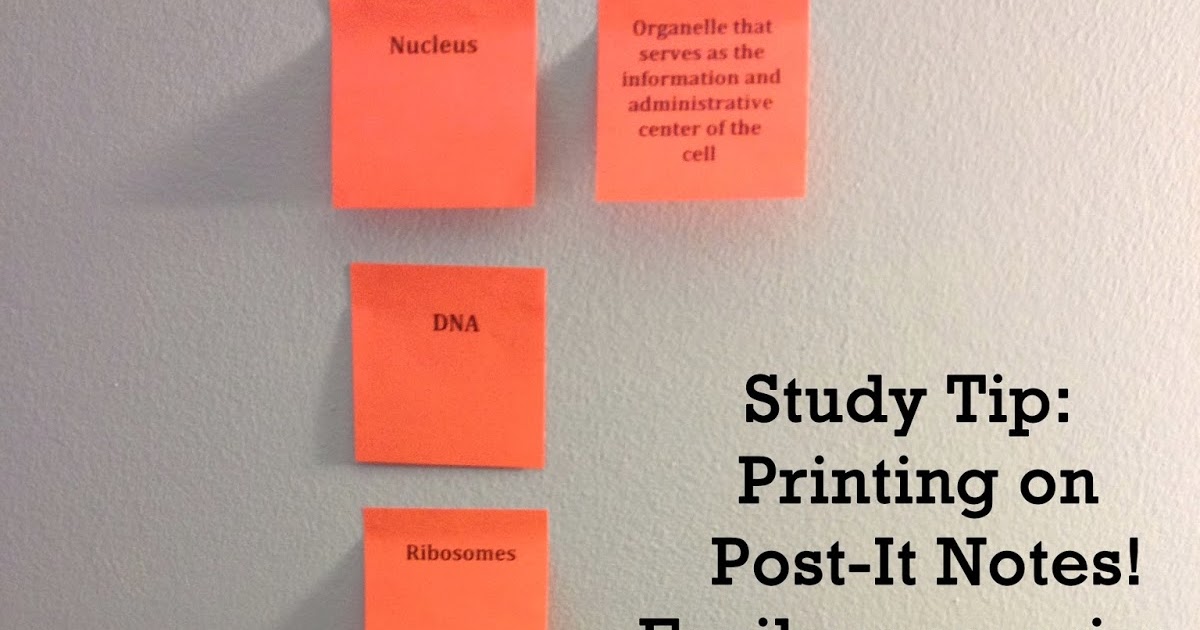 Craft Guide: Study Tip: Print on Post it Notes