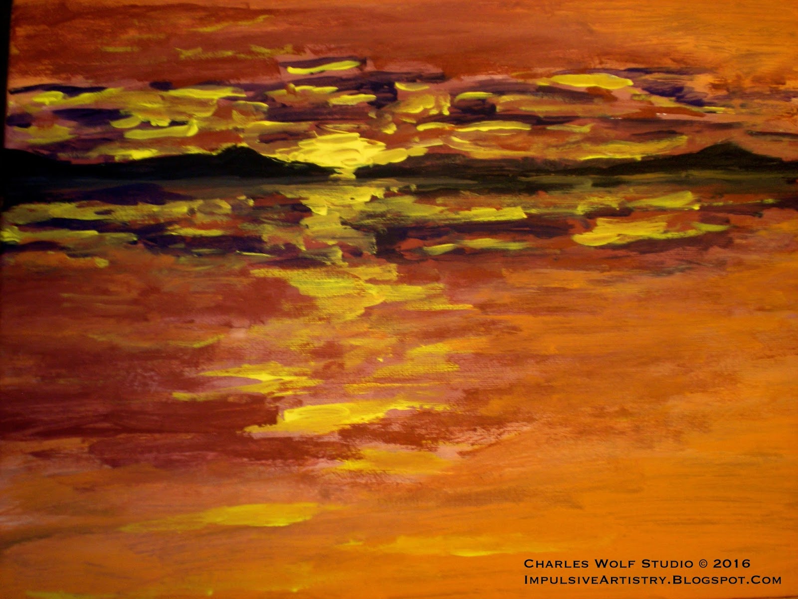 Impulsive Artistry "Orange Sky" Acrylic Sunset Painting and Time