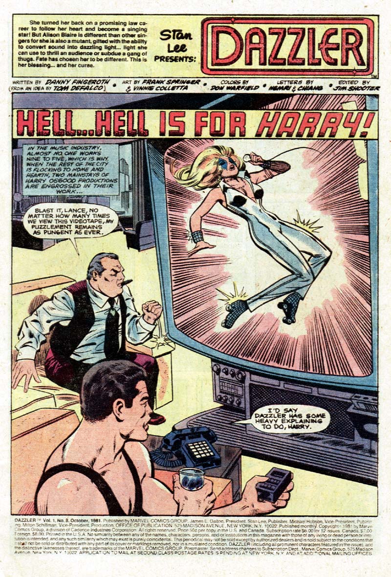 Read online Dazzler (1981) comic -  Issue #8 - 2
