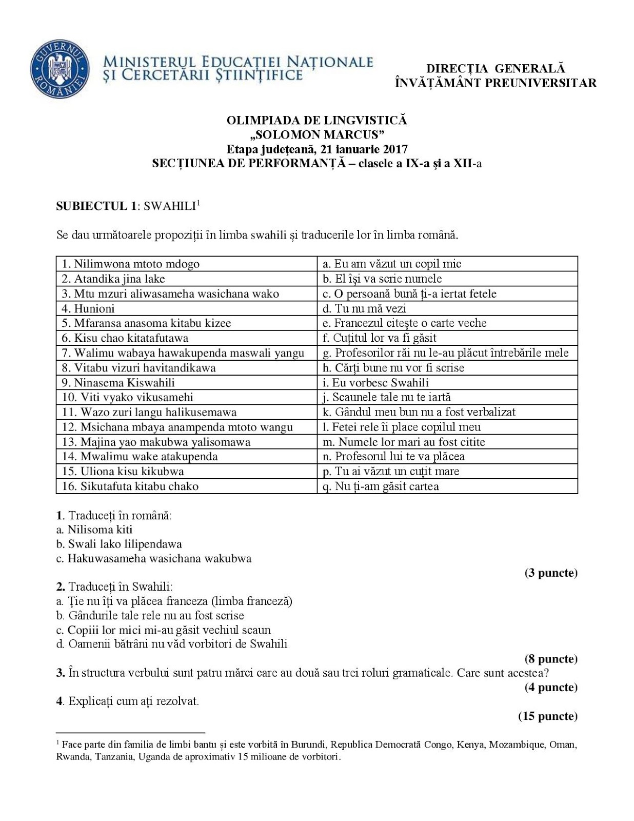 Subiecte Olimpiada De Romana 2015 BLOGUL PROFESORILOR DE LIMBA ?I LITERATURA ROMÂN? DIN JUDE?UL DOLJ