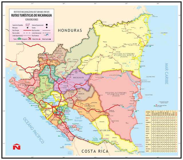 Mapa da Nicarágua