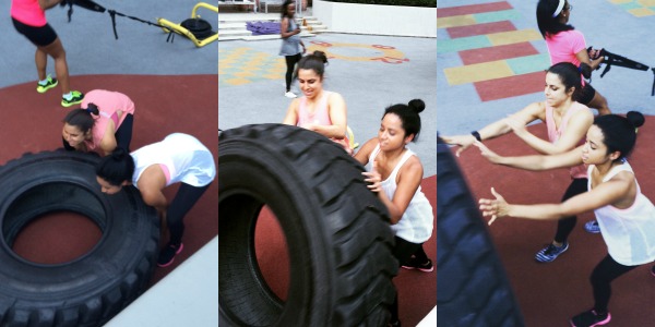 Flipping tires to get fit