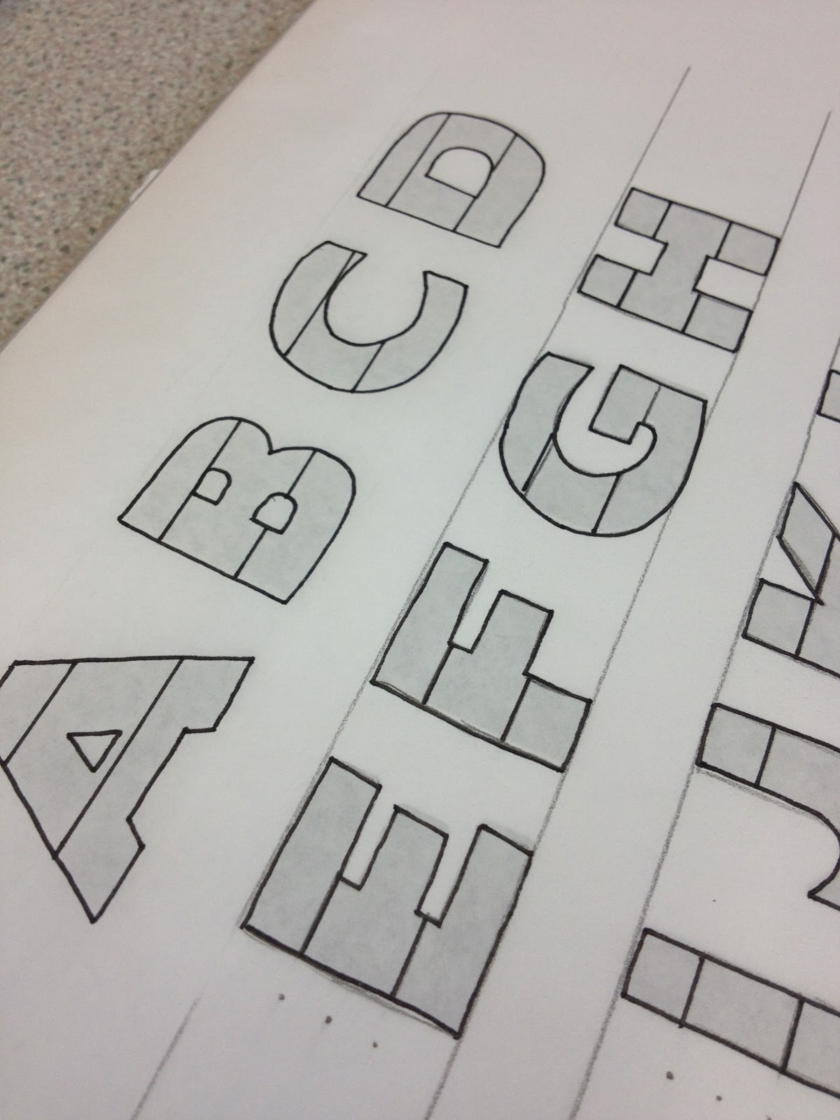 Design practice.: Illustrative type; further hand rendered development ...
